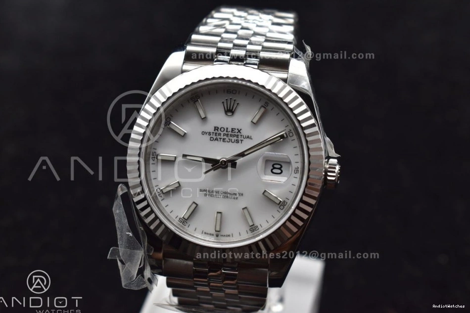 A SS Bracelet Steel Best 41 Dial Jubilee 904L 1:1 Datejust White Edition on Stick Supportive WF SS 649 0101